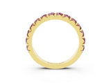 Yellow gold Round Morganite Half Eternity Band with Classic Prong Setting_9