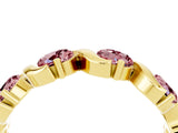 Yellow gold Round Morganite Half Eternity Band with Wave Prong Setting_10