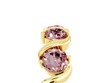 Yellow gold Round Morganite Half Eternity Band with Wave Prong Setting_11