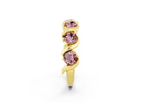 Yellow gold Round Morganite Half Eternity Band with Wave Prong Setting_8