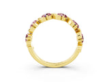 Yellow gold Round Morganite Half Eternity Band with Wave Prong Setting_9