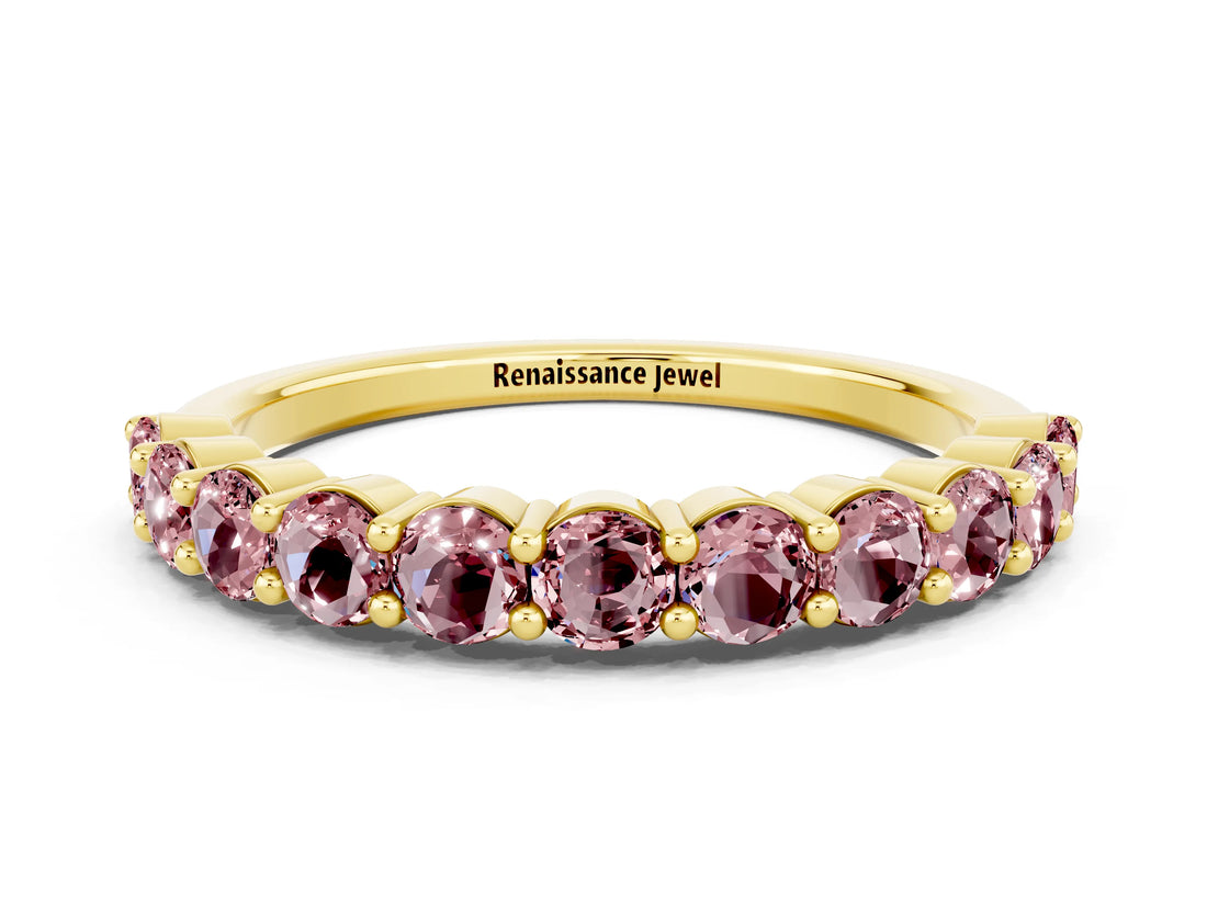 Yellow gold Round Morganite Half-Eternity Prong-Set Band_6