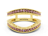 Yellow gold Round Morganite Milgrain Eternity Band with Channel Setting_18