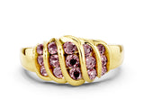 Yellow gold Round Morganite Multi-Row Crossover Band_6