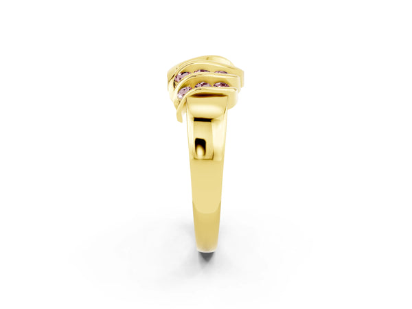 Yellow gold Round Morganite Multi-Row Crossover Band