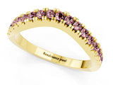 Yellow gold Round Morganite Pavé Curved Band with Shared Prong Setting_7