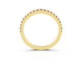 Yellow gold Round Morganite Pavé Half Eternity Band with Shared Prong Setting_9