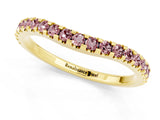 Yellow gold Round Morganite Pavé Set Curved Wedding Band_7