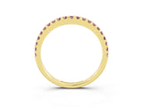 Yellow gold Round Morganite Pavé Set Curved Wedding Band_9
