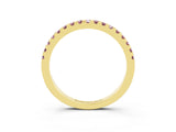 Yellow gold Round Morganite Pavé Set Eternity Band with Micro Prong Setting_9