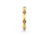 Yellow gold Round Morganite Prong Set Milgrain Eternity Band_8
