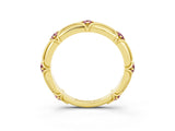 Yellow gold Round Morganite Prong Set Milgrain Eternity Band_9