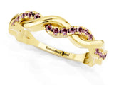 Yellow gold Round Morganite Twist Eternity Band with Pavé Setting_7