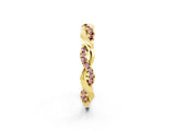 Yellow gold Round Morganite Twist Eternity Band with Pavé Setting_8