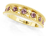 Yellow gold Round Morganite Twist Milgrain Band with Bezel Setting_13