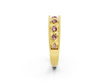 Yellow gold Round Morganite Twist Milgrain Band with Bezel Setting_14