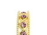 Yellow gold Round Morganite Twist Milgrain Band with Bezel Setting_17