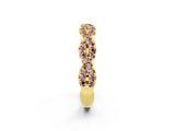 Yellow gold Round Morganite Twisted Eternity Band with Pavé and Shared Prong Setting_24