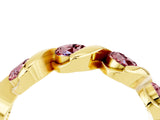 Yellow gold Round Morganite Wave Band with Channel Setting and Shared Prongs_10