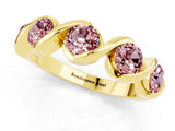Yellow gold Round Morganite Wave Band with Channel Setting and Shared Prongs_7