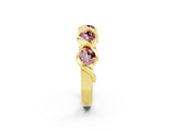 Yellow gold Round Morganite Wave Band with Channel Setting and Shared Prongs_8