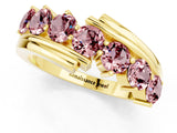 Yellow gold Round Morganite Wave Band with Channel and Shared Prong Setting_19
