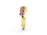 Yellow gold Round Morganite Wave Band with Channel and Shared Prong Setting_20