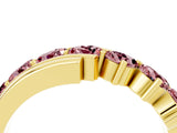 Yellow gold Round Morganite Wave Band with Channel and Shared Prong Setting_22