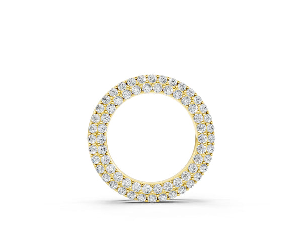 Yellow gold Round Pavé Diamond Circle Pendant
