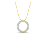 Yellow gold Round Pavé Diamond Circle Pendant_7