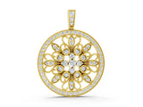 Yellow gold Round Pavé Diamond Filigree Pendant_4