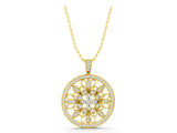 Yellow gold Round Pavé Diamond Filigree Pendant_5