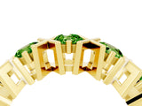 Yellow gold Round Peridot Channel Set Band with X-Prong Detail_10
