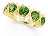 Yellow gold Round Peridot Channel Set Band with X-Prong Detail_7