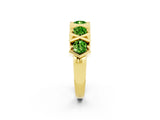 Yellow gold Round Peridot Channel Set Band with X-Prong Detail_8