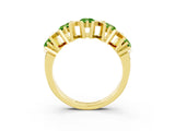 Yellow gold Round Peridot Channel Set Band with X-Prong Detail_9