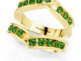 Yellow gold Round Peridot Channel-Set Chevron Band_7