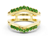 Yellow gold Round Peridot Chevron Contour Band with Prong Setting_6