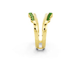 Yellow gold Round Peridot Chevron Contour Band with Prong Setting_8