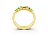 Yellow gold Round Peridot Chevron Contour Band with Prong Setting_9