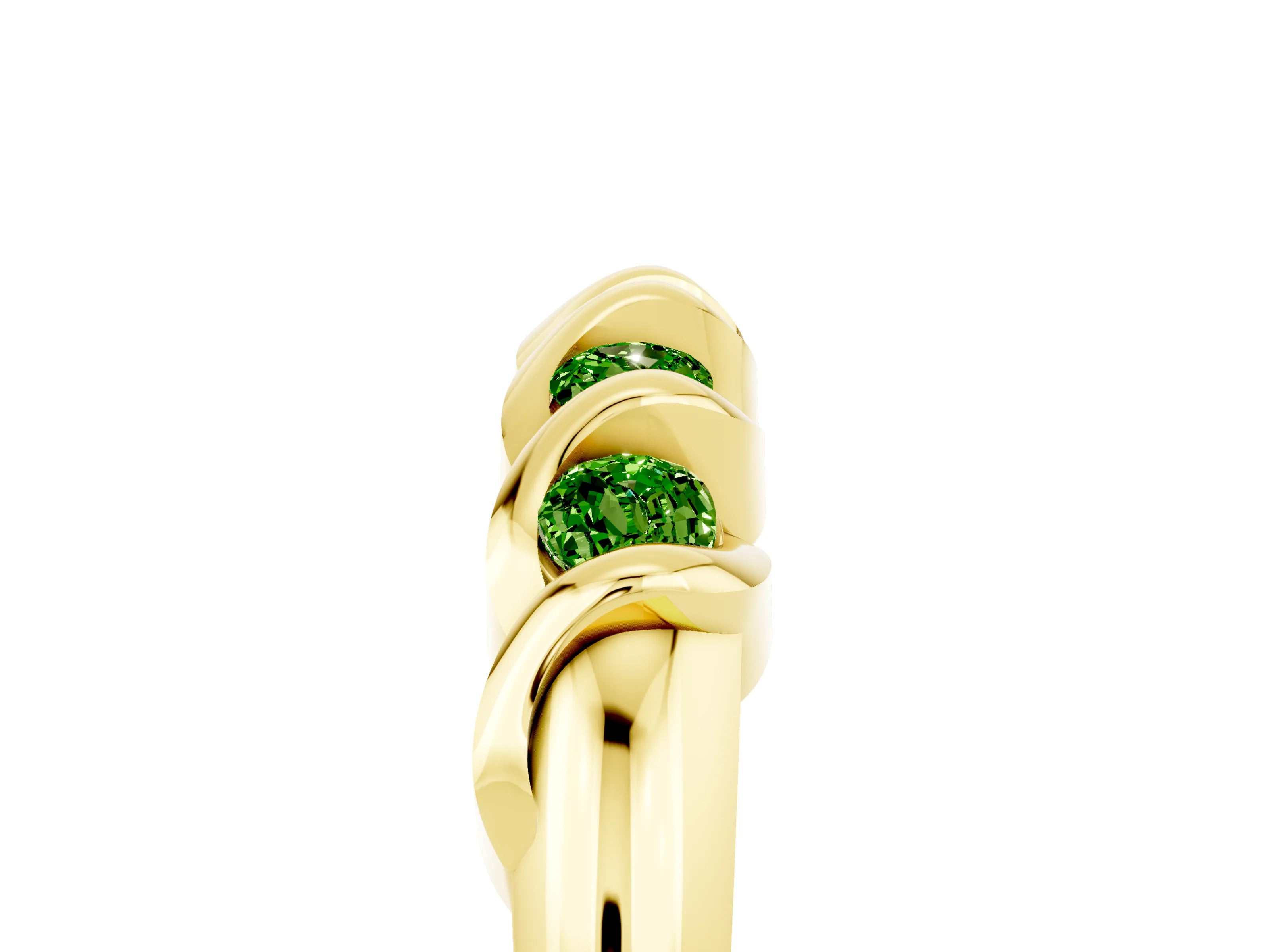 Yellow gold Round Peridot Eternity Band with Twist Prong Setting_11