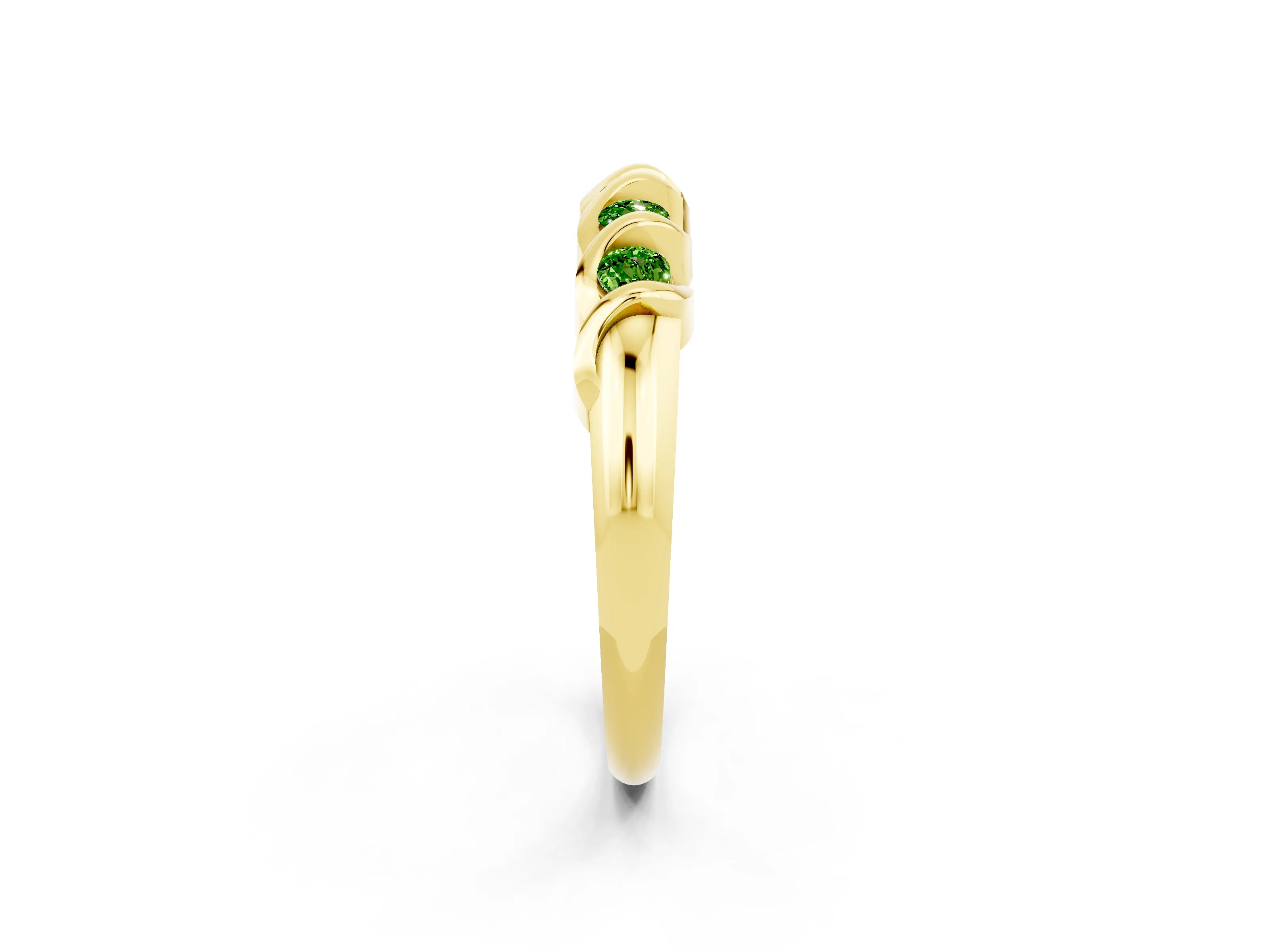 Yellow gold Round Peridot Eternity Band with Twist Prong Setting_8