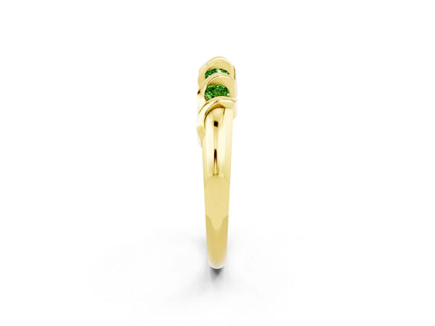 Yellow gold Round Peridot Eternity Band with Twist Prong Setting_8