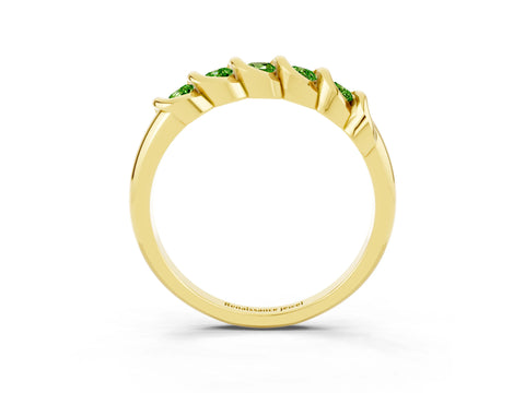 Yellow gold Round Peridot Eternity Band with Twist Prong Setting_9