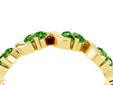 Yellow gold Round Peridot Half Eternity Band with Wave Prong Setting_10