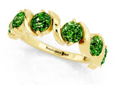 Yellow gold Round Peridot Half Eternity Band with Wave Prong Setting_7