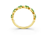 Yellow gold Round Peridot Half Eternity Band with Wave Prong Setting_9