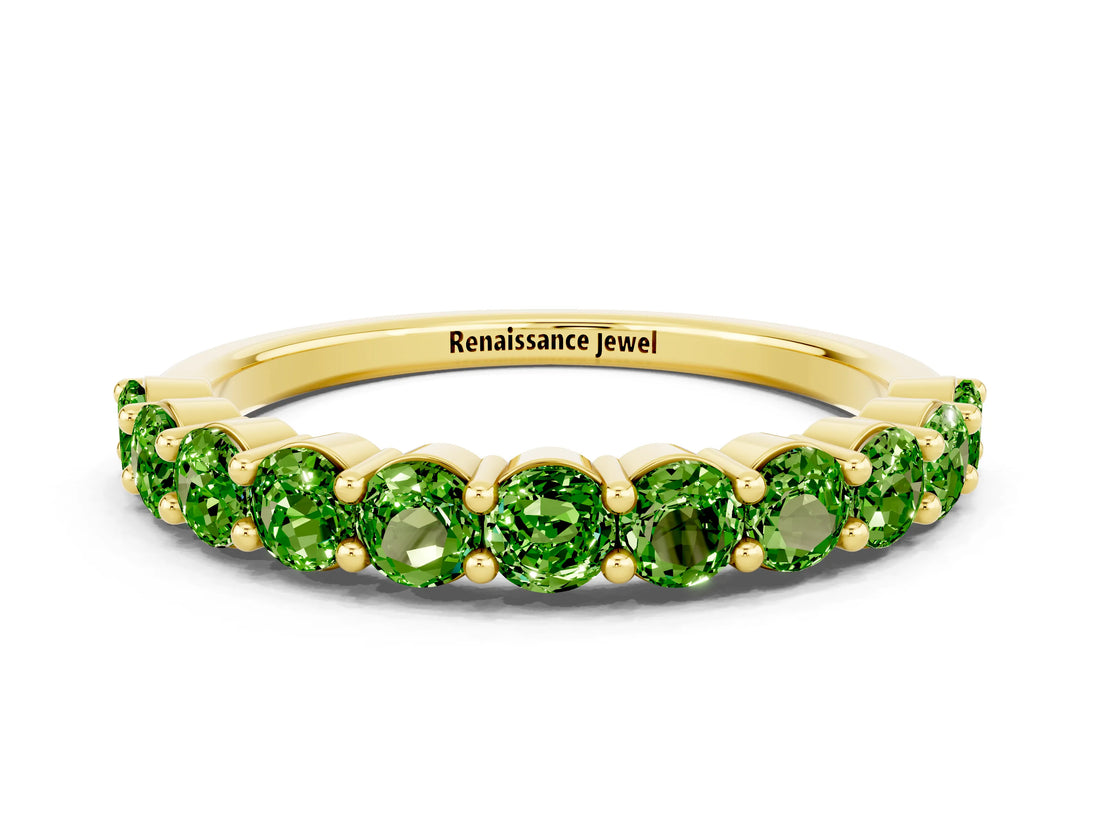 Yellow gold Round Peridot Half-Eternity Prong-Set Band_6