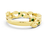 Yellow gold Round Peridot Leaf Eternity Band with Bezel Setting_78