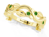 Yellow gold Round Peridot Leaf Eternity Band with Bezel Setting_79